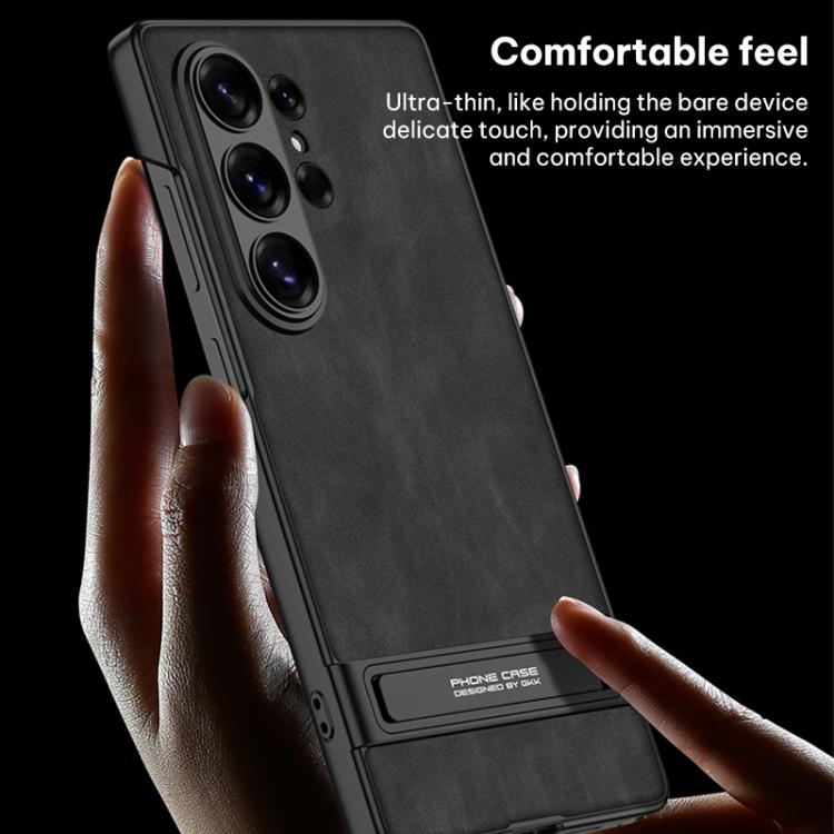 For Samsung Galaxy S26 Ultra 5G GKK Triumph Ultra-Thin Frosted Leather Phone Case with Holder