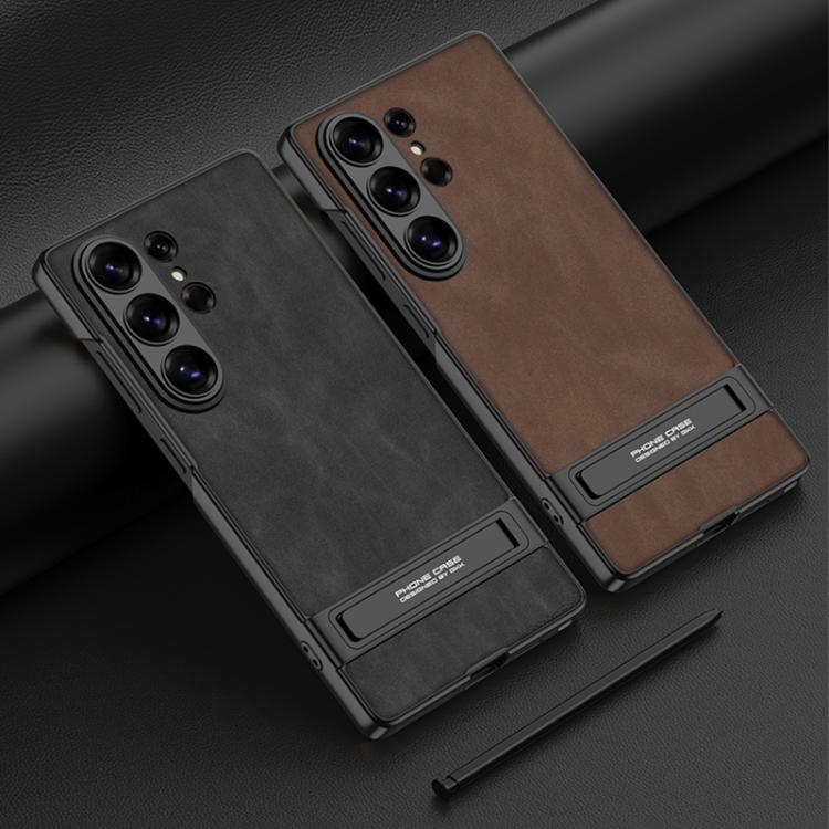 For Samsung Galaxy S26 Ultra 5G GKK Triumph Ultra-Thin Frosted Leather Phone Case with Holder