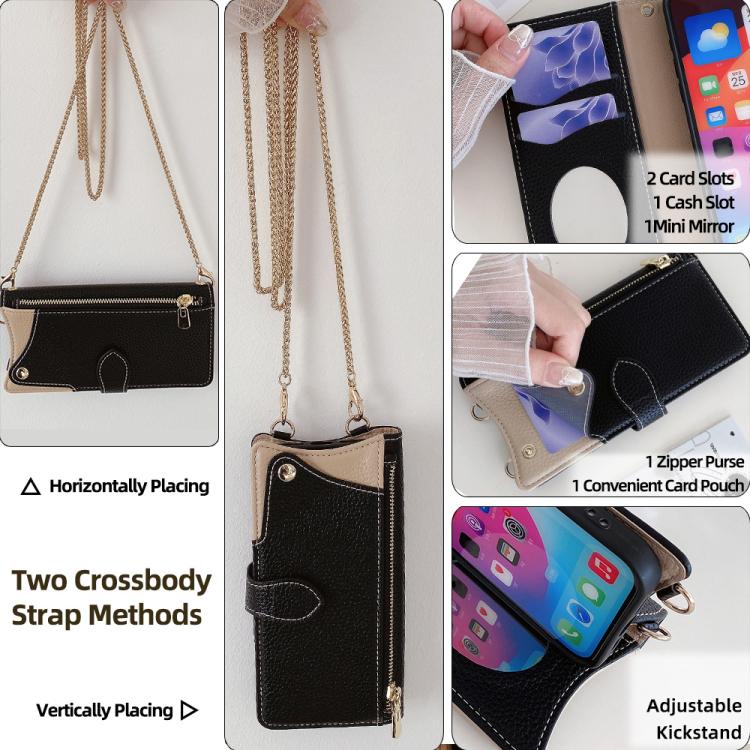 For Samsung Galaxy A15 Crossbody Chain Fishtail Litchi Leather Phone Case