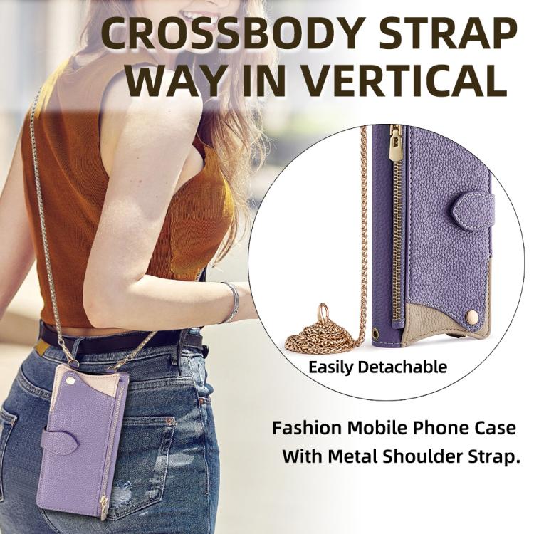 For Samsung Galaxy S26 5G Crossbody Chain Fishtail Litchi Leather Phone Case