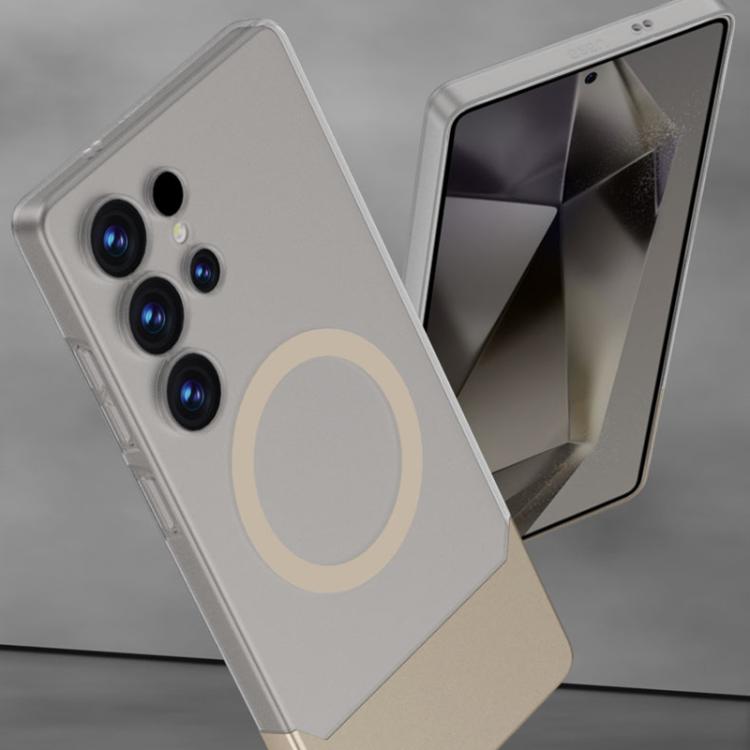 For Samsung Galaxy S25 Ultra 5G GKK Mortise-Tenon Connection Contrast Color Translucent Magnetic Phone Case
