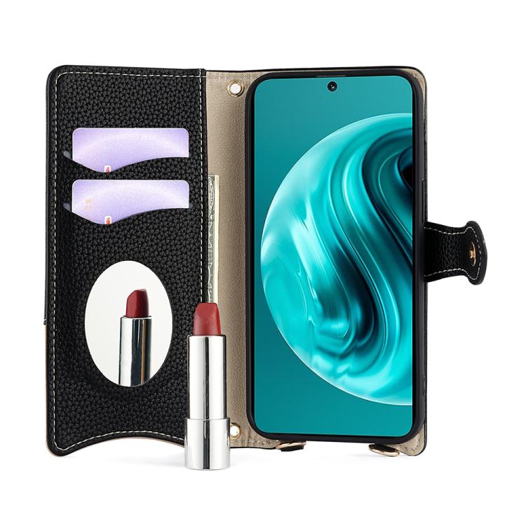 For Huawei nova 12i / Enjoy 70 Pro Crossbody Chain Fishtail Litchi Leather Phone Case