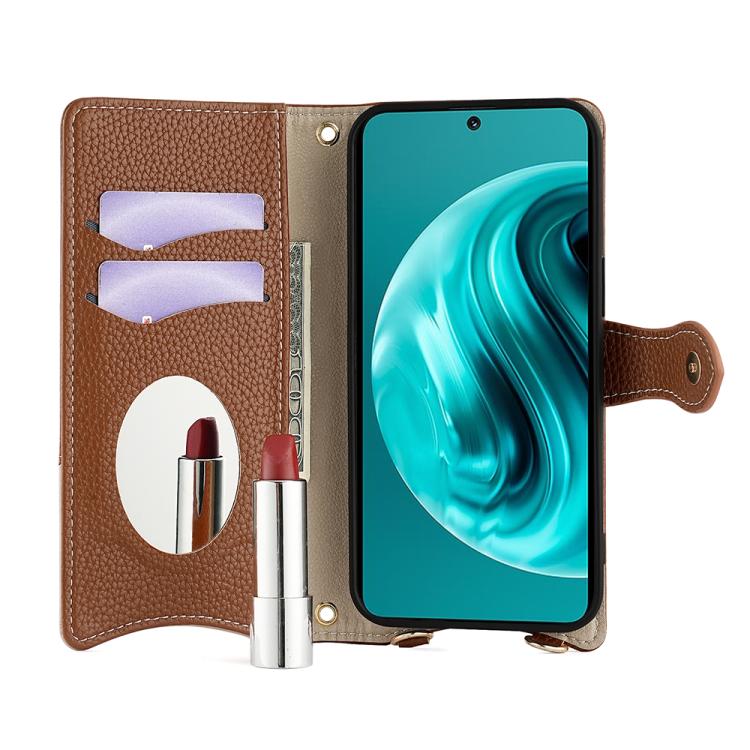 For Huawei nova 12i / Enjoy 70 Pro Crossbody Chain Fishtail Litchi Leather Phone Case