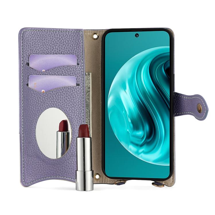For Huawei nova 12i / Enjoy 70 Pro Crossbody Chain Fishtail Litchi Leather Phone Case