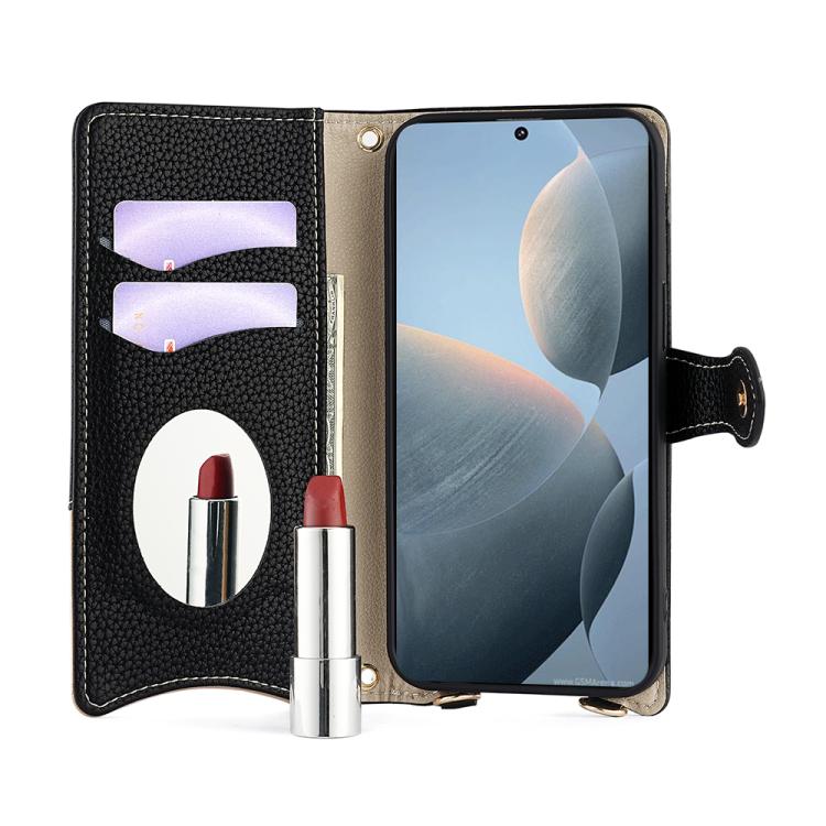 For Redmi K70E / Xiaomi Poco X6 Pro Crossbody Chain Fishtail Litchi Leather Phone Case