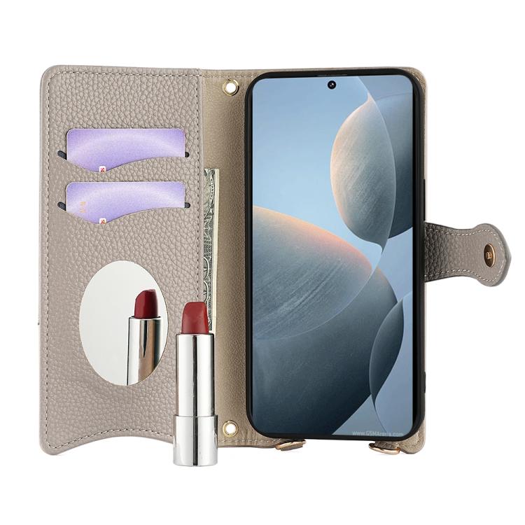 For Redmi K70E / Xiaomi Poco X6 Pro Crossbody Chain Fishtail Litchi Leather Phone Case