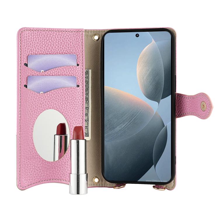 For Redmi K70E / Xiaomi Poco X6 Pro Crossbody Chain Fishtail Litchi Leather Phone Case