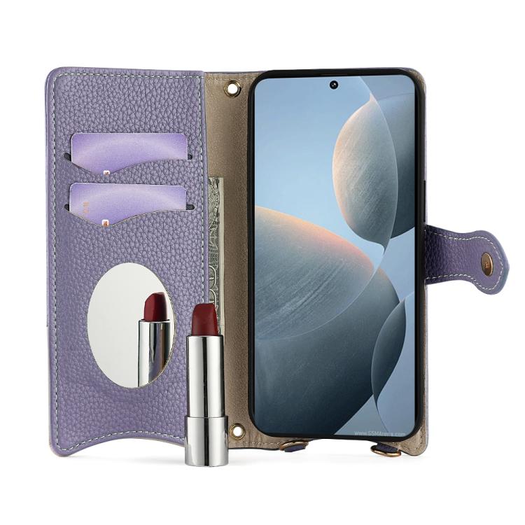 For Redmi K70E / Xiaomi Poco X6 Pro Crossbody Chain Fishtail Litchi Leather Phone Case