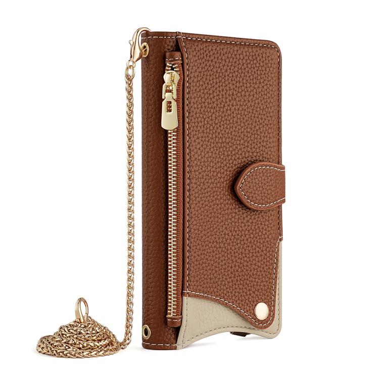 For Redmi Note 14 4G 164.84mm Crossbody Chain Fishtail Litchi Leather Phone Case