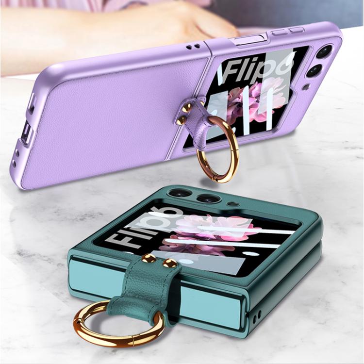For Samsung Galaxy Z Flip6 GKK Integrated Ultra-thin Leather Phone Case with Ring Holder