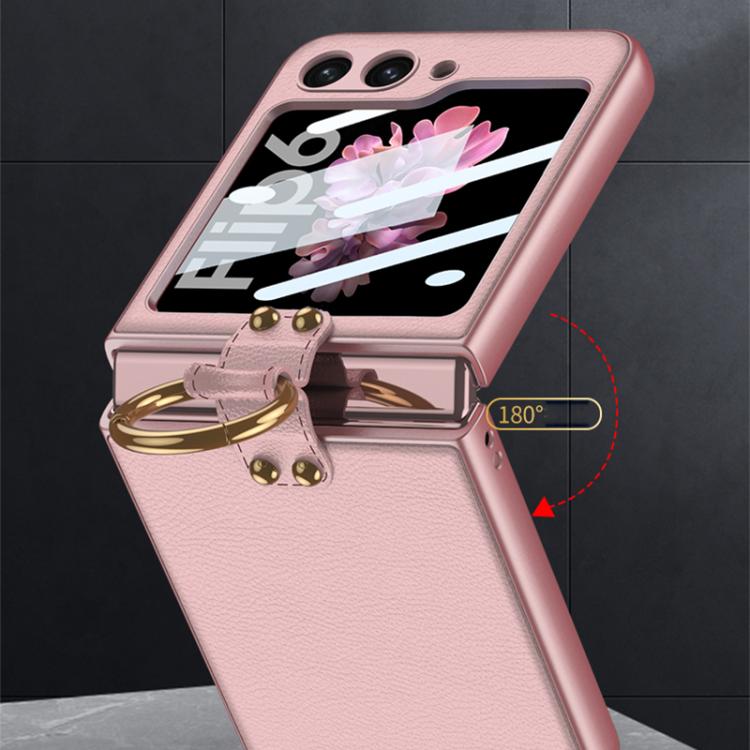 For Samsung Galaxy Z Flip6 GKK Integrated Ultra-thin Leather Phone Case with Ring Holder