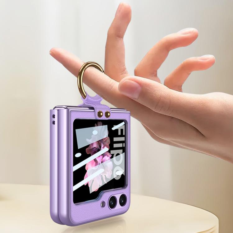 For Samsung Galaxy Z Flip6 GKK Integrated Ultra-thin Leather Phone Case with Ring Holder