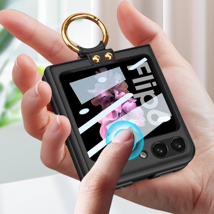 For Samsung Galaxy Z Flip6 GKK Integrated Ultra-thin Leather Phone Case with Ring Holder