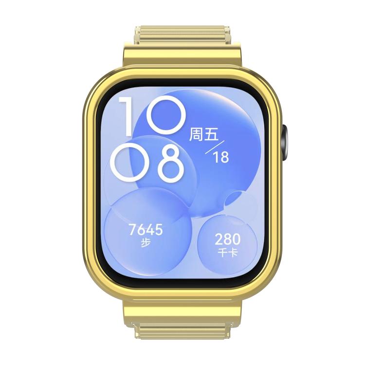 For Huawei Watch Fit3 Hollow Chain Metal Frame Watch Band