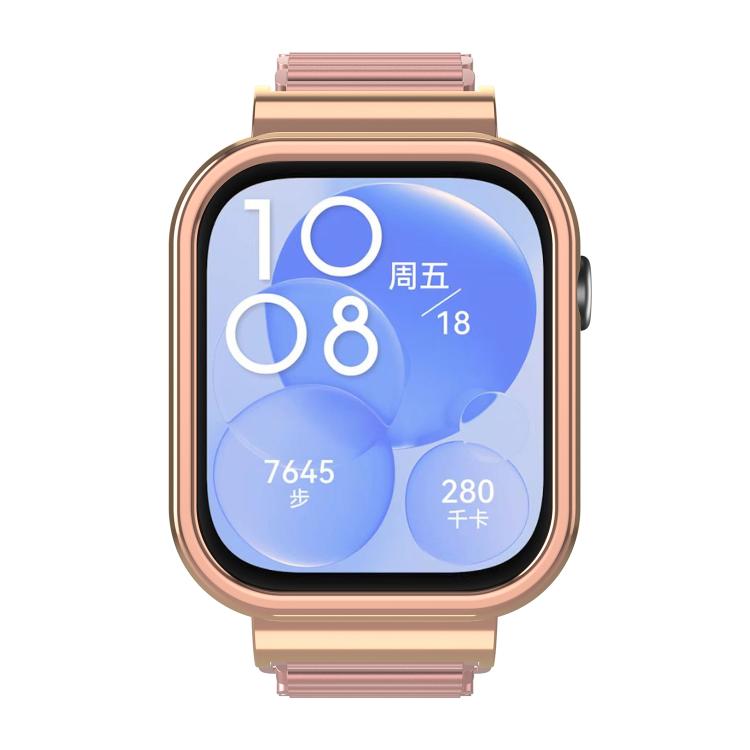 For Huawei Watch Fit3 Hollow Chain Metal Frame Watch Band