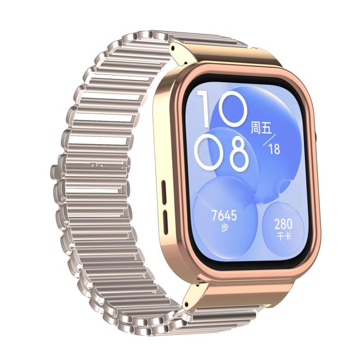 For Huawei Watch Fit3 Hollow Chain Metal Frame Watch Band