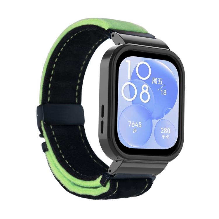 For Huawei Watch Fit3 Brushed Metal Black Frame Watch Band