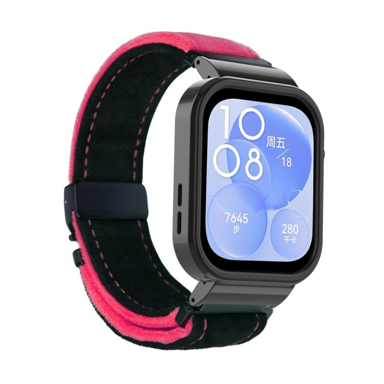 For Huawei Watch Fit3 Brushed Metal Black Frame Watch Band