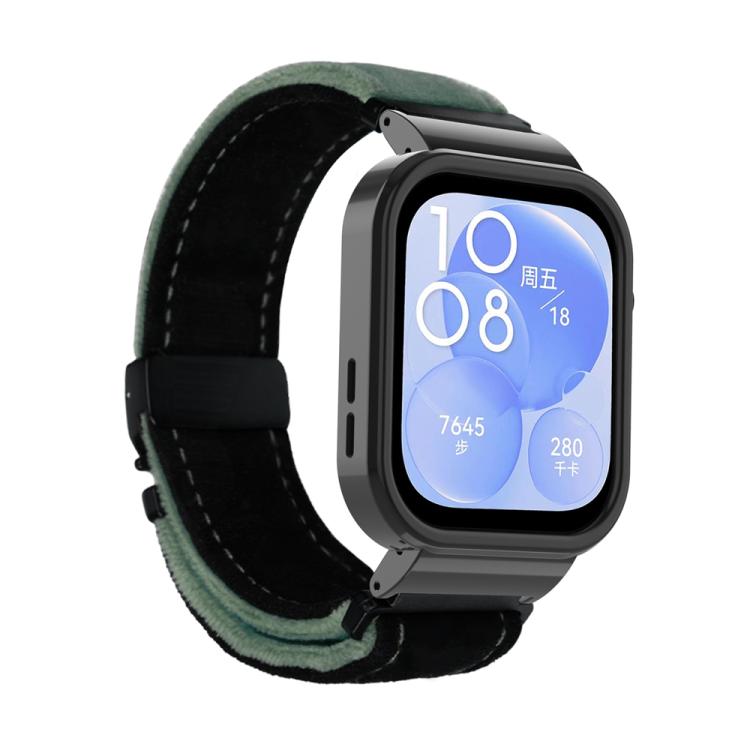 For Huawei Watch Fit3 Brushed Metal Black Frame Watch Band