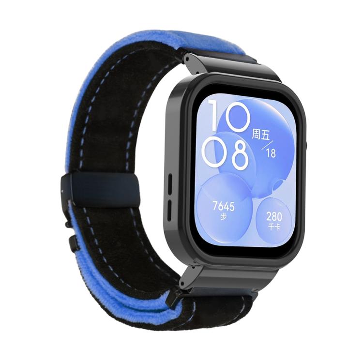 For Huawei Watch Fit3 Brushed Metal Black Frame Watch Band
