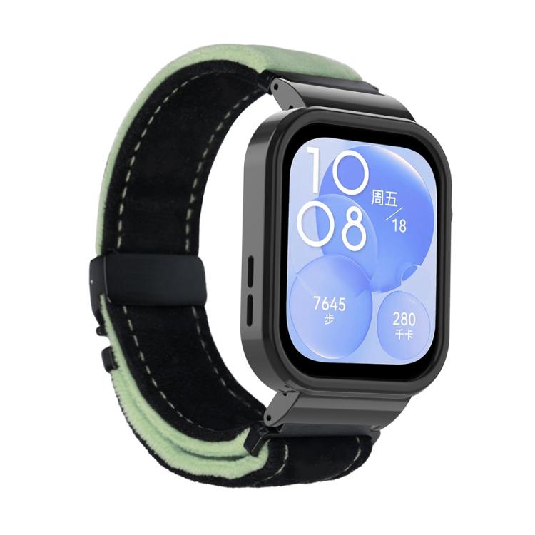 For Huawei Watch Fit3 Brushed Metal Black Frame Watch Band