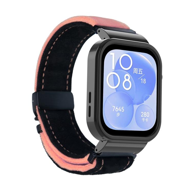 For Huawei Watch Fit3 Brushed Metal Black Frame Watch Band