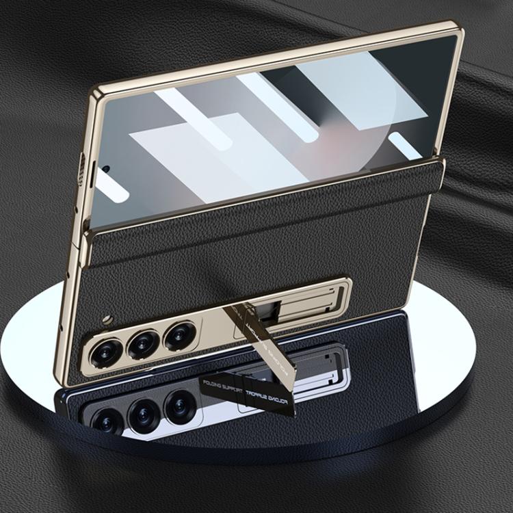 For Samsung Galaxy Z Fold6 GKK Integrated Magnetic Phantom Leather Hinge Phone Case with Holder