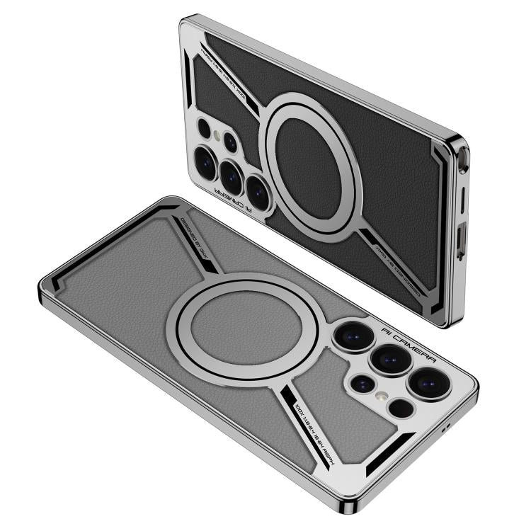 For Samsung Galaxy S25 Ultra 5G GKK Electroplating Leather Z-Shape MagSafe Phone Case, Not Included Pen