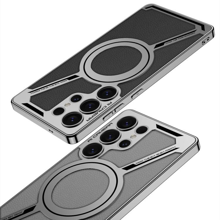 For Samsung Galaxy S25 Ultra 5G GKK Electroplating Leather Z-Shape MagSafe Phone Case, Not Included Pen