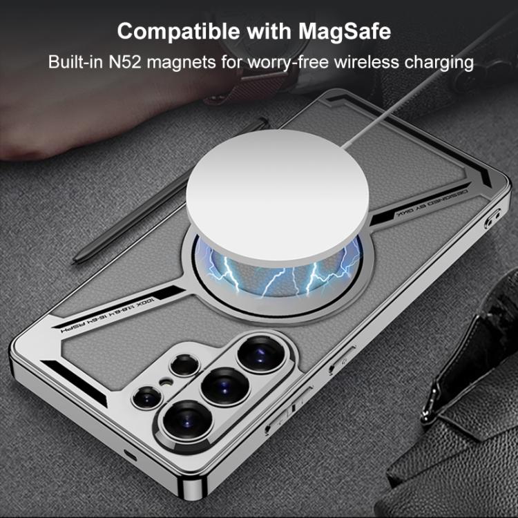 For Samsung Galaxy S26 Ultra 5G GKK Electroplating Leather Z-Shape MagSafe Phone Case, Not Included Pen