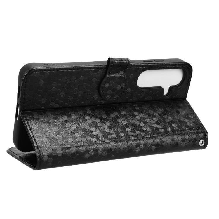 For Samsung Galaxy S25 FE 5G Honeycomb Dot Texture Leather Phone Case