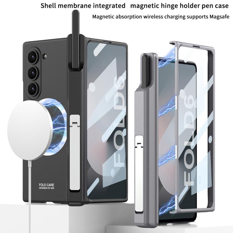 For Samsung Galaxy Z Fold6 GKK Integrated MagSafe Folding Phone Case with Pen Box, Not Included Pen
