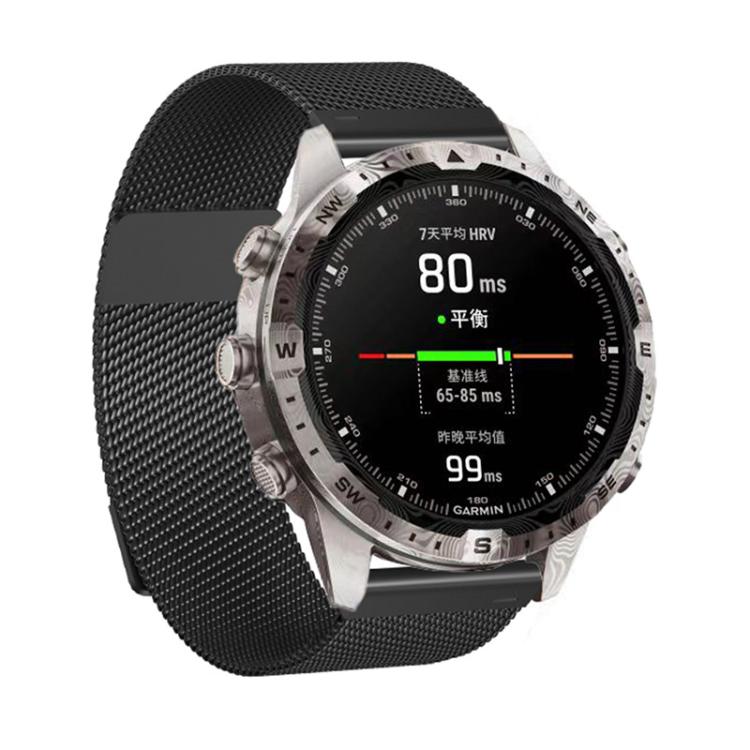 For Garmin Watch 26mm Milanese Dual Section Magnetic Metal Watch Band