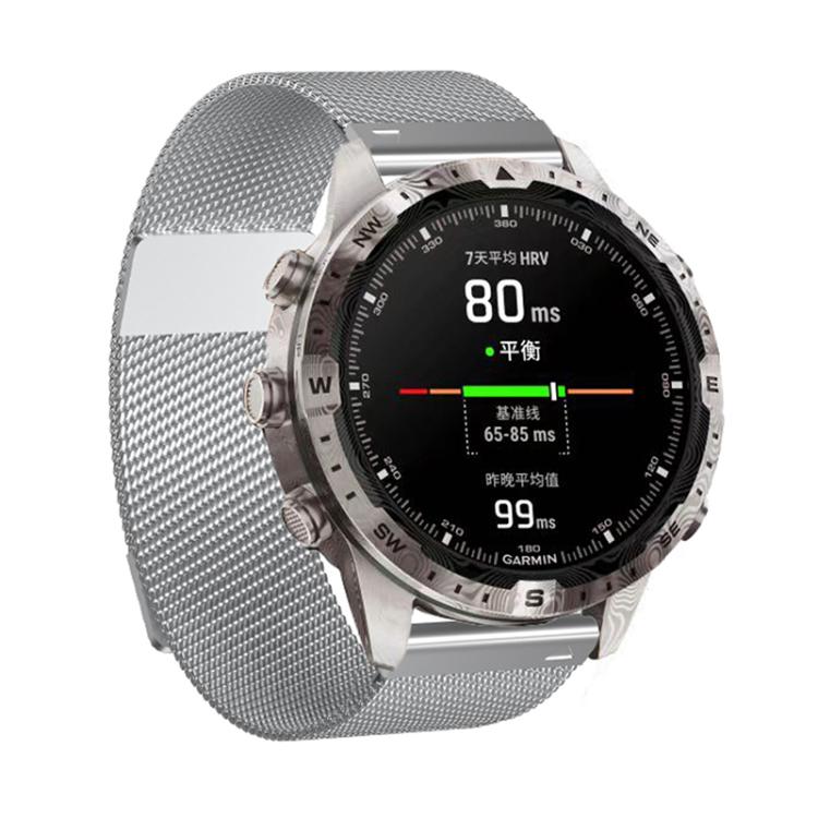 For Garmin Watch 26mm Milanese Dual Section Magnetic Metal Watch Band