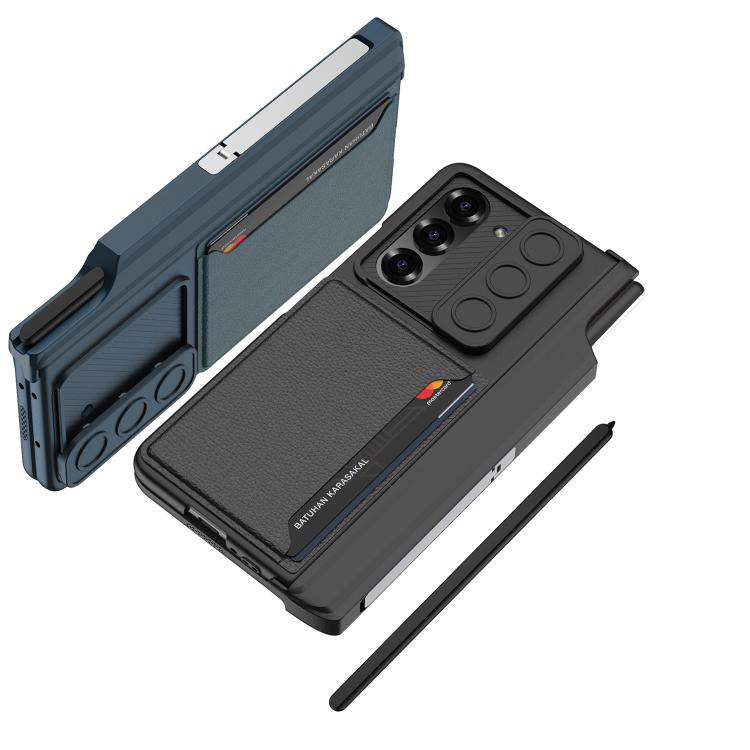 For Samsung Galaxy Z Fold6 GKK Integrated Magnetic Folding Hinge Sliding Lens Cover Card Bag Phone Case with Pen Slots