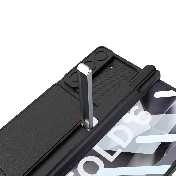 For Samsung Galaxy Z Fold6 GKK Integrated Magnetic Folding Hinge Sliding Lens Cover Card Bag Phone Case with Pen Slots