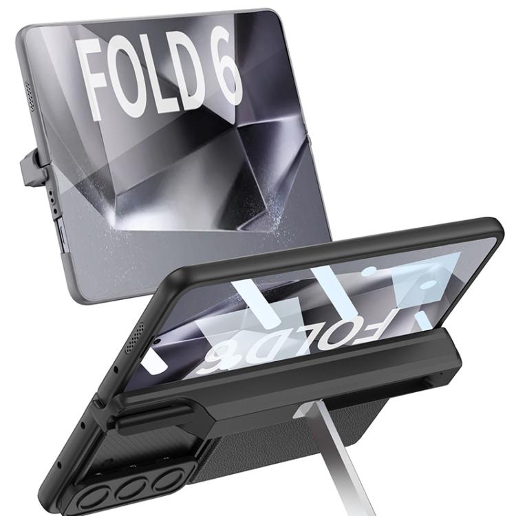 For Samsung Galaxy Z Fold6 GKK Integrated Magnetic Folding Hinge Sliding Lens Cover Card Bag Phone Case with Pen Slots