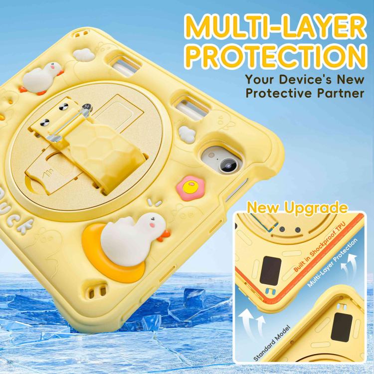 For iPad mini 2024 / mini 6 Duck Rotation Kickstand Silicone Hybrid PC Tablet Case - Yellow