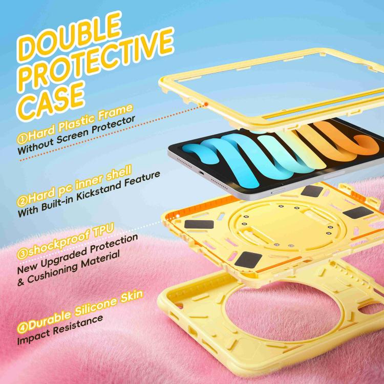 For iPad mini 2024 / mini 6 Duck Rotation Kickstand Silicone Hybrid PC Tablet Case - Yellow