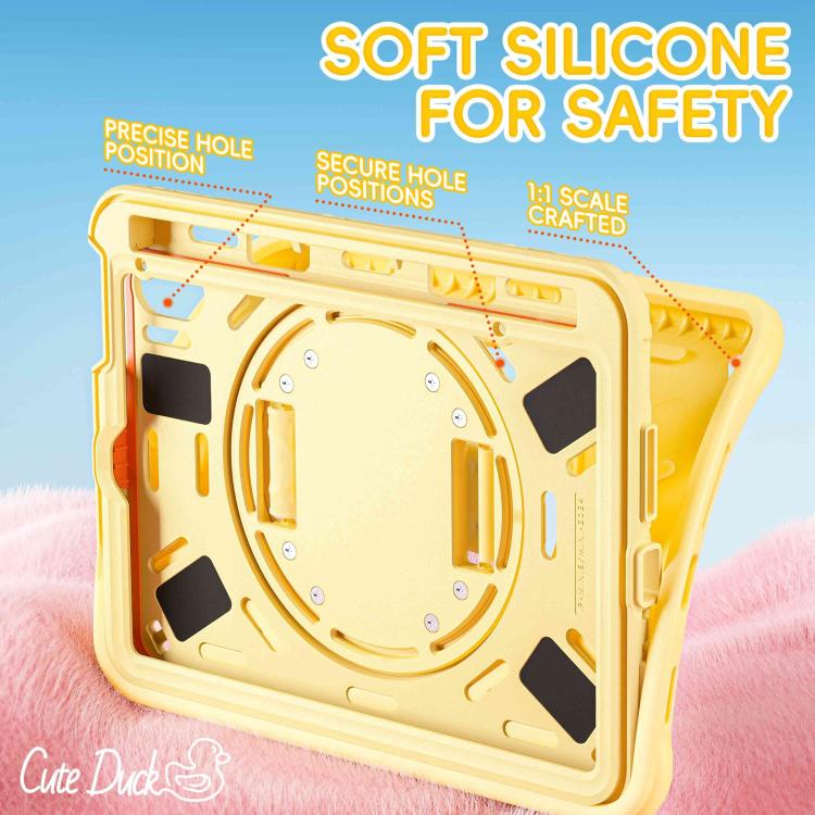 For iPad mini 2024 / mini 6 Duck Rotation Kickstand Silicone Hybrid PC Tablet Case - Yellow