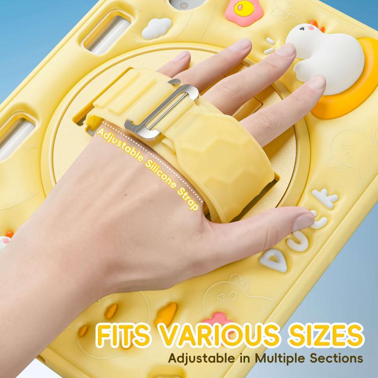 For iPad mini 2024 / mini 6 Duck Rotation Kickstand Silicone Hybrid PC Tablet Case - Yellow