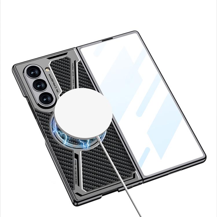 For Samsung Galaxy Z Fold6 GKK Integrated Electroplating Leather Z-Shape MagSafe Phone Case