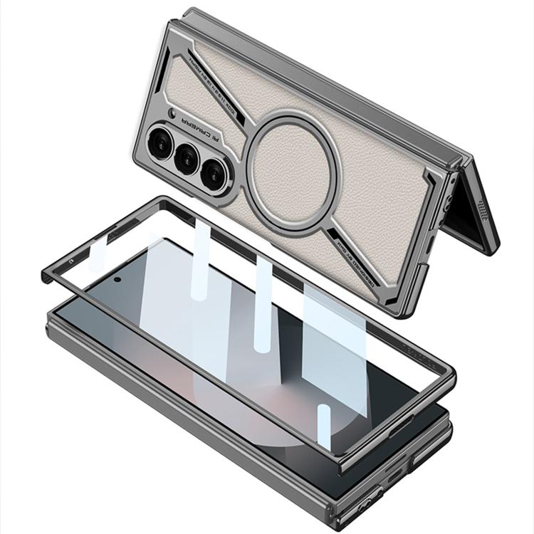 For Samsung Galaxy Z Fold6 GKK Integrated Electroplating Leather Z-Shape MagSafe Phone Case