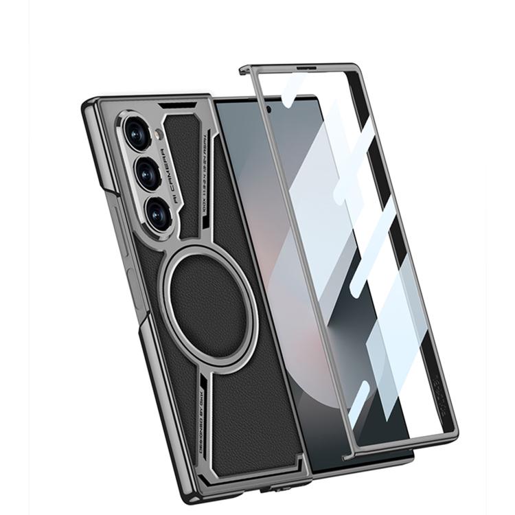 For Samsung Galaxy Z Fold6 GKK Integrated Electroplating Leather Z-Shape MagSafe Phone Case