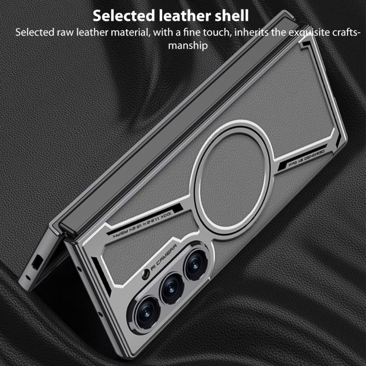 For Samsung Galaxy Z Fold7 5G GKK Integrated Electroplating Leather Z-Shape MagSafe Phone Case