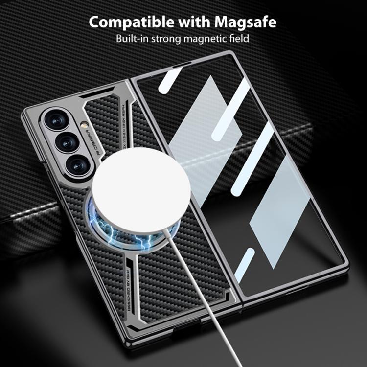 For Samsung Galaxy Z Fold7 5G GKK Integrated Electroplating Leather Z-Shape MagSafe Phone Case