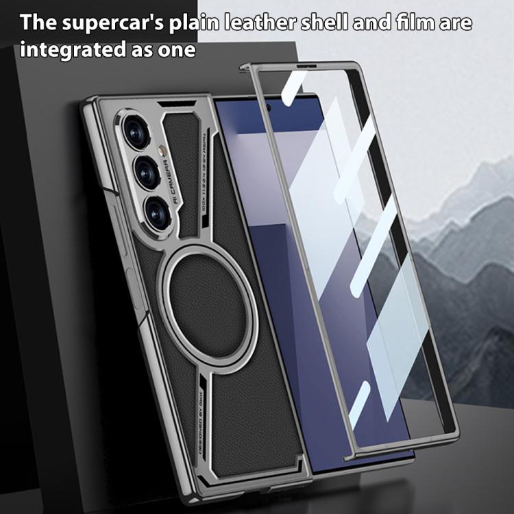 For Samsung Galaxy Z Fold7 5G GKK Integrated Electroplating Leather Z-Shape MagSafe Phone Case