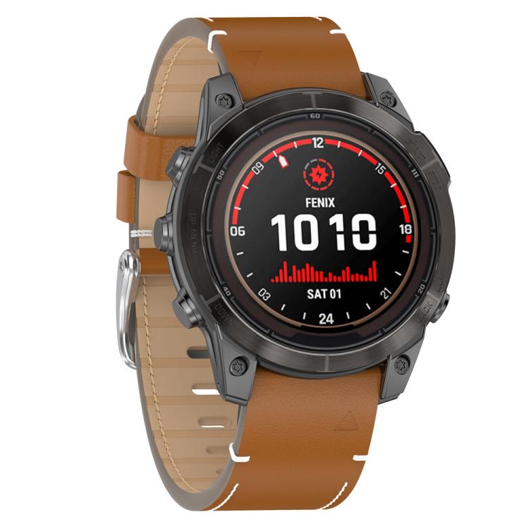 For Garmin Watch 22mm Stitched Genuine Leather Quick Release Watch Band