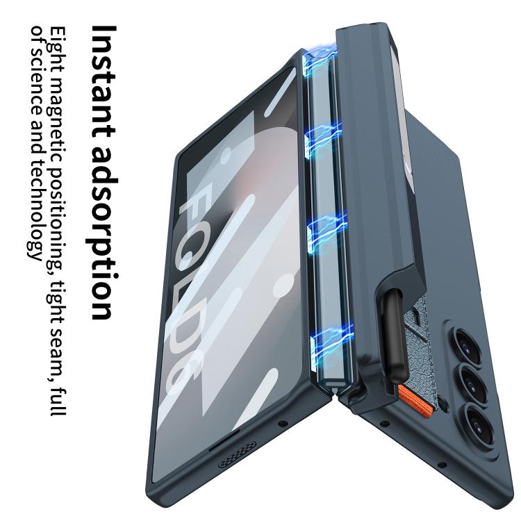 For Samsung Galaxy Z Fold6 GKK Integrated Magnetic Hinge Folding Holder Phone Case with Wrist Strap & Pen Holder