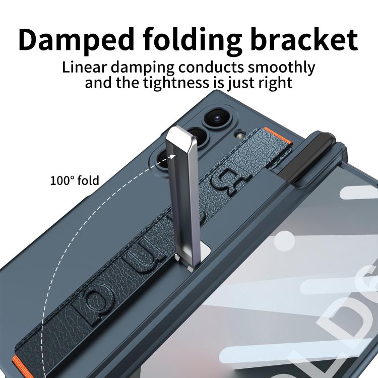 For Samsung Galaxy Z Fold6 GKK Integrated Magnetic Hinge Folding Holder Phone Case with Wrist Strap & Pen Holder
